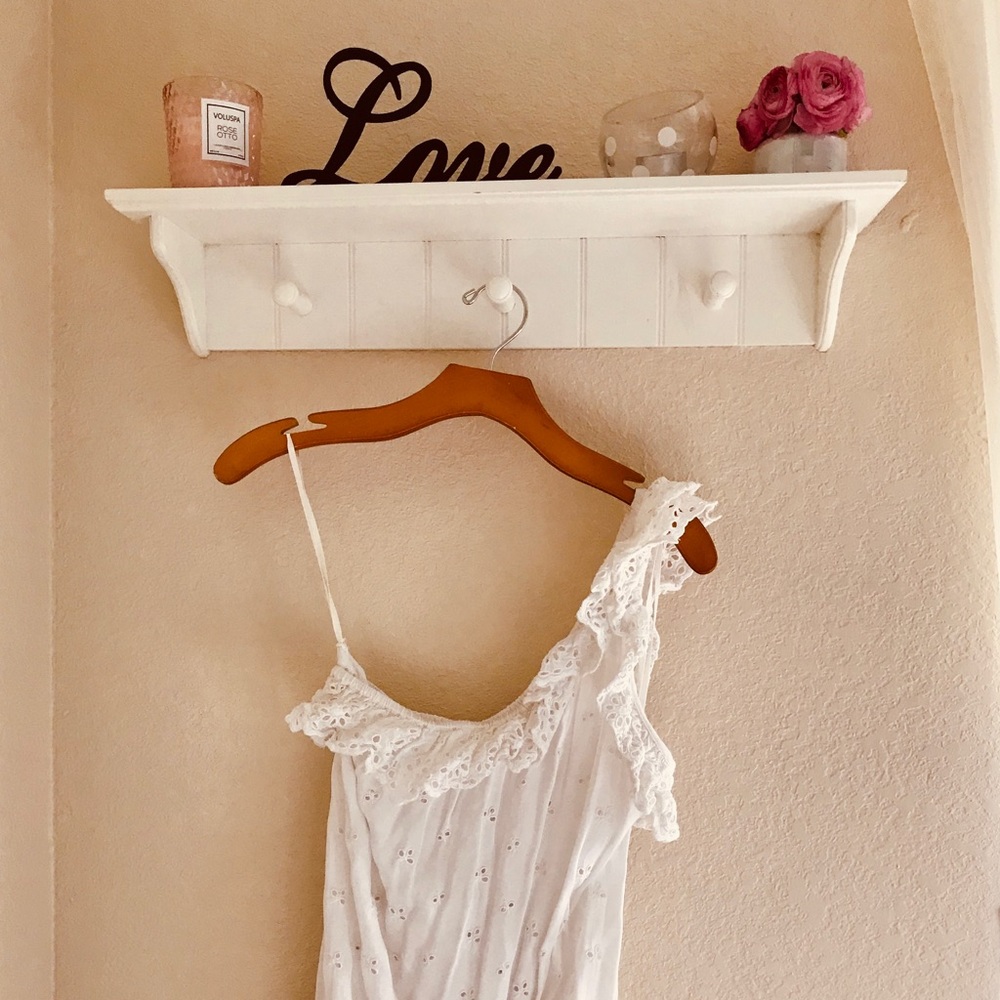 Free people half shoulder bubble eyelet blouse